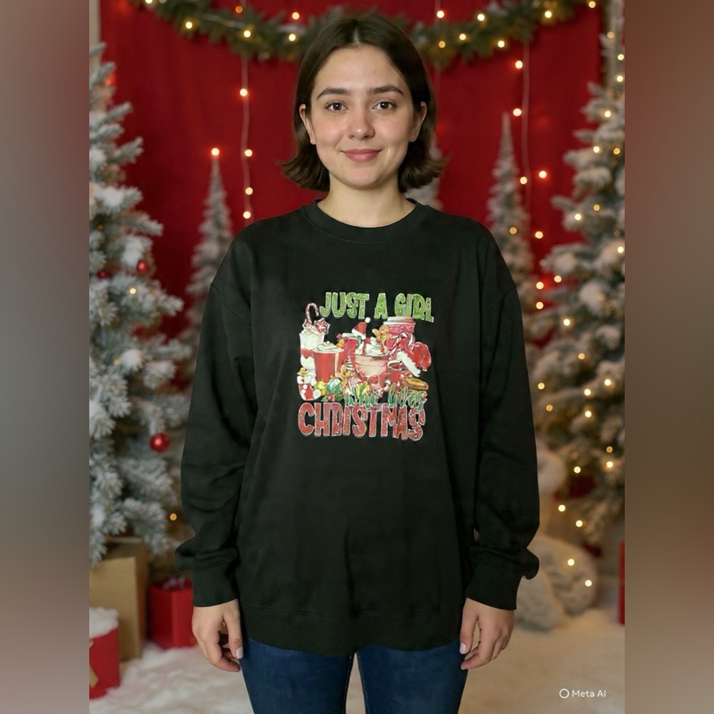 Just A Girl Who Loves Christmas Graphic Sweatshirt